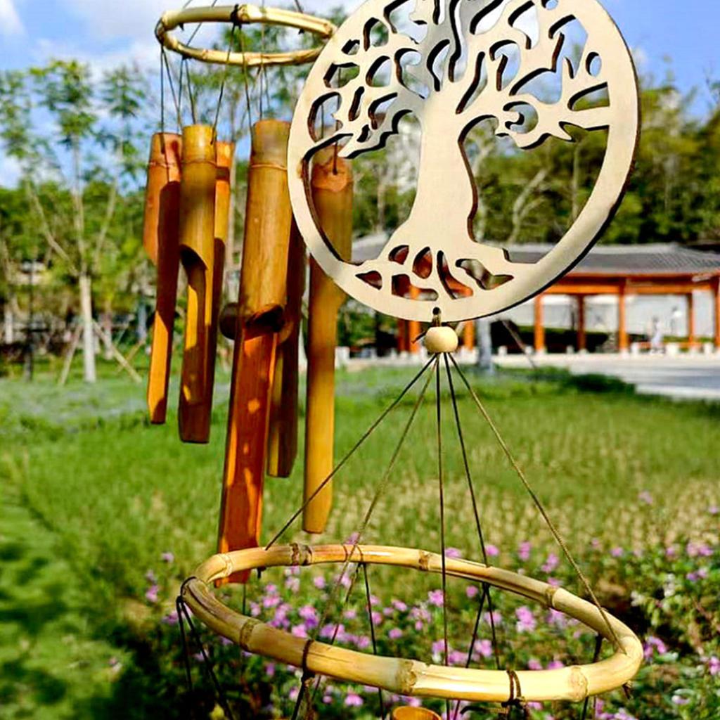 Outdoor Bamboo Wind Chimes Yard Garden Tubes Bell Wood Antique Wind Chime Wall Hanging Home Decor Wooden Windchimes Gifts