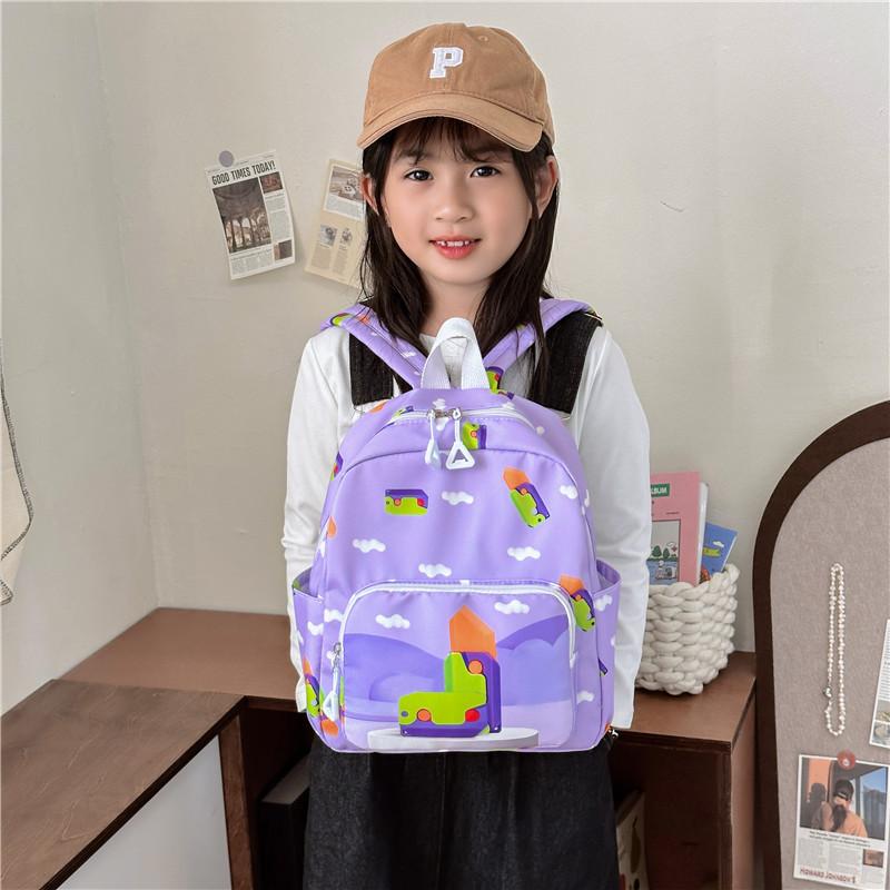 Trendy Cartoon Nylon Backpack For Kids Featuring Cute Carrot Knife Print In Multiple Colors