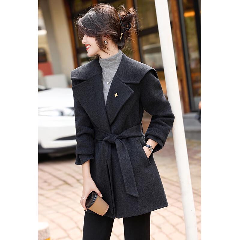 

Women s Elegant Wool Blend Mid-Length Coat S