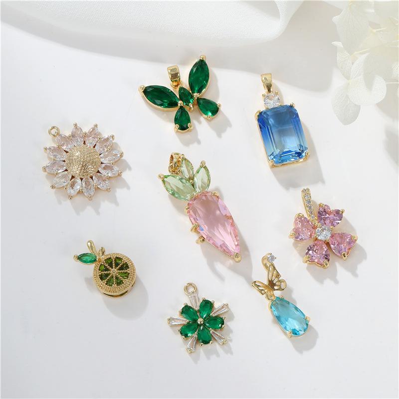 Übertriebene vergoldete Halskette mit 14 Karat Gold Schmetterling Anhänger, Kristall DIY Zirkon Einzelanhänger, Schmuck reines Kupfer