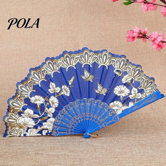 Pocket Fan Handheld Vintage Style Bright Color Exquisite Pattern Fine Workmanship Ultralight Collapsible Cloth Retro Chinese Folding Photography Prop