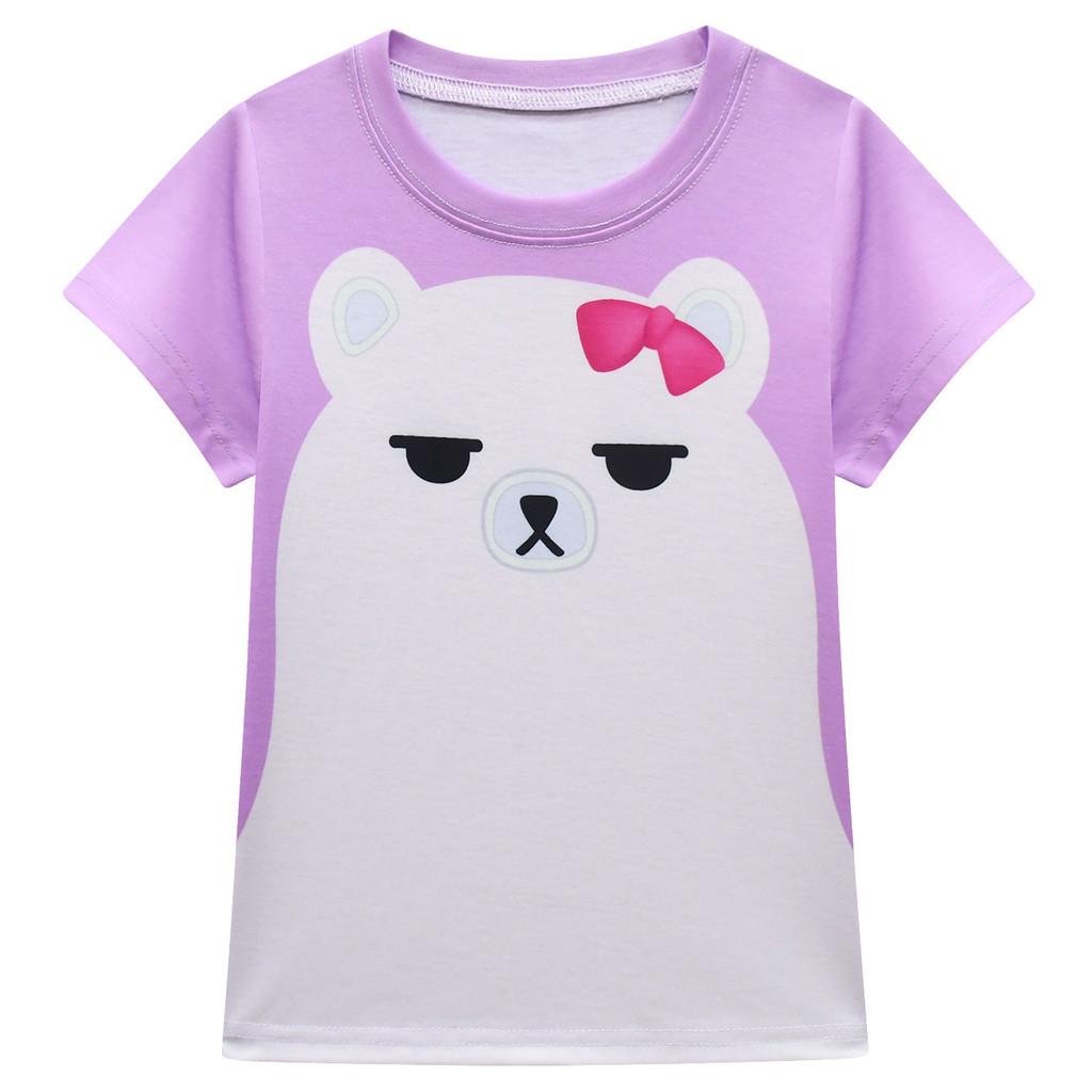 Kids Girls K-POP Demon Star Mira Bear Print Short Sleeves T-shirt Pants Shorts Clothes Sets