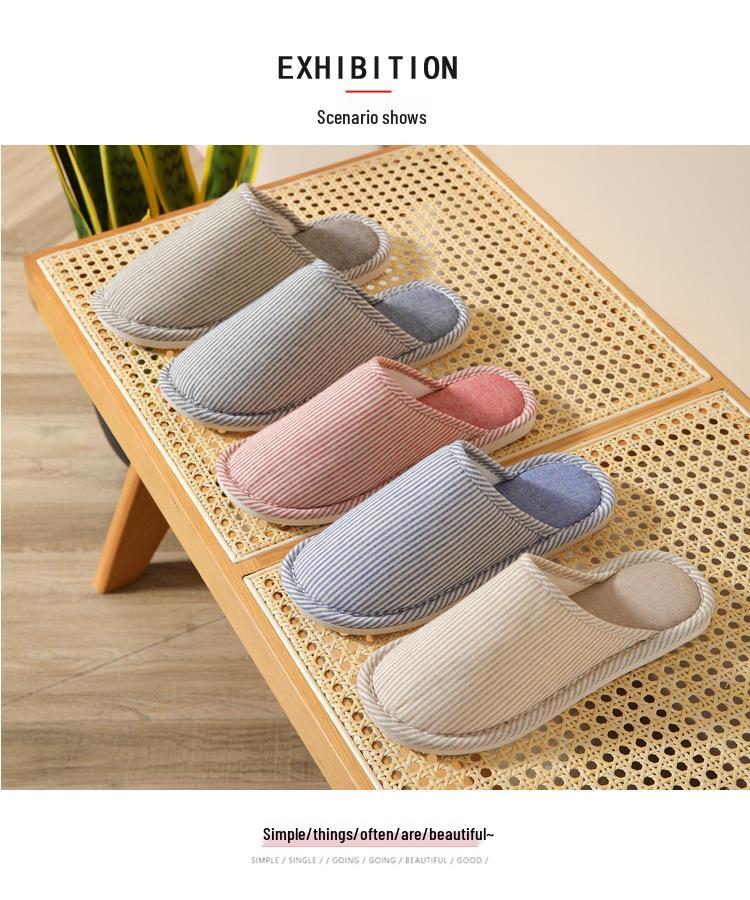 Four Seasons Cotton-Linen Closed Toe Slippers for Indoors - Unisex Home & Guest Footwear