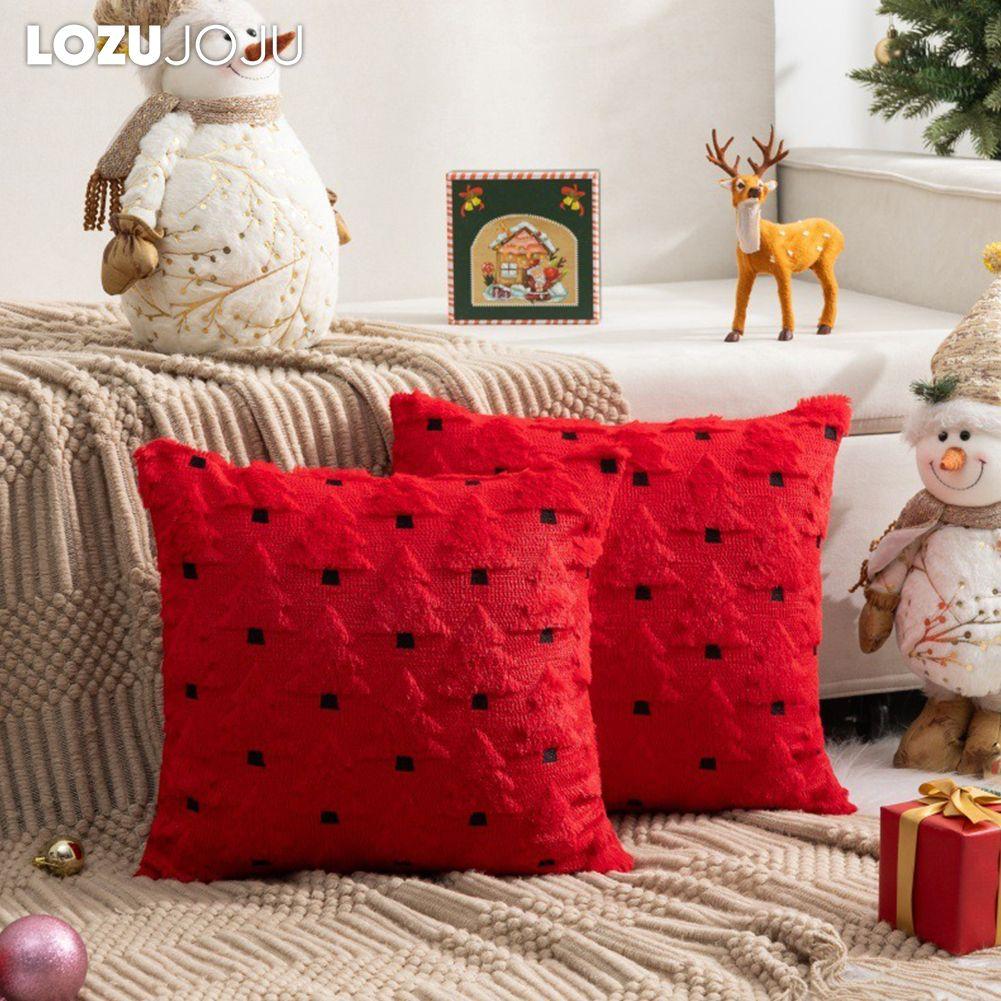 1 PIÈCE LOZUJOJU Housse de coussin de Noël avec arbre de Noël brodé et housse de coussin polyvalente pour canapé, salon, chambre à coucher, décoration de maison