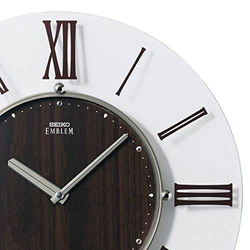 Seiko Clock Wall Clock, Brown Wood, Diameter 340x26mm, Radio-Controlled, Analog, SEIKO EMBLEM HS560B