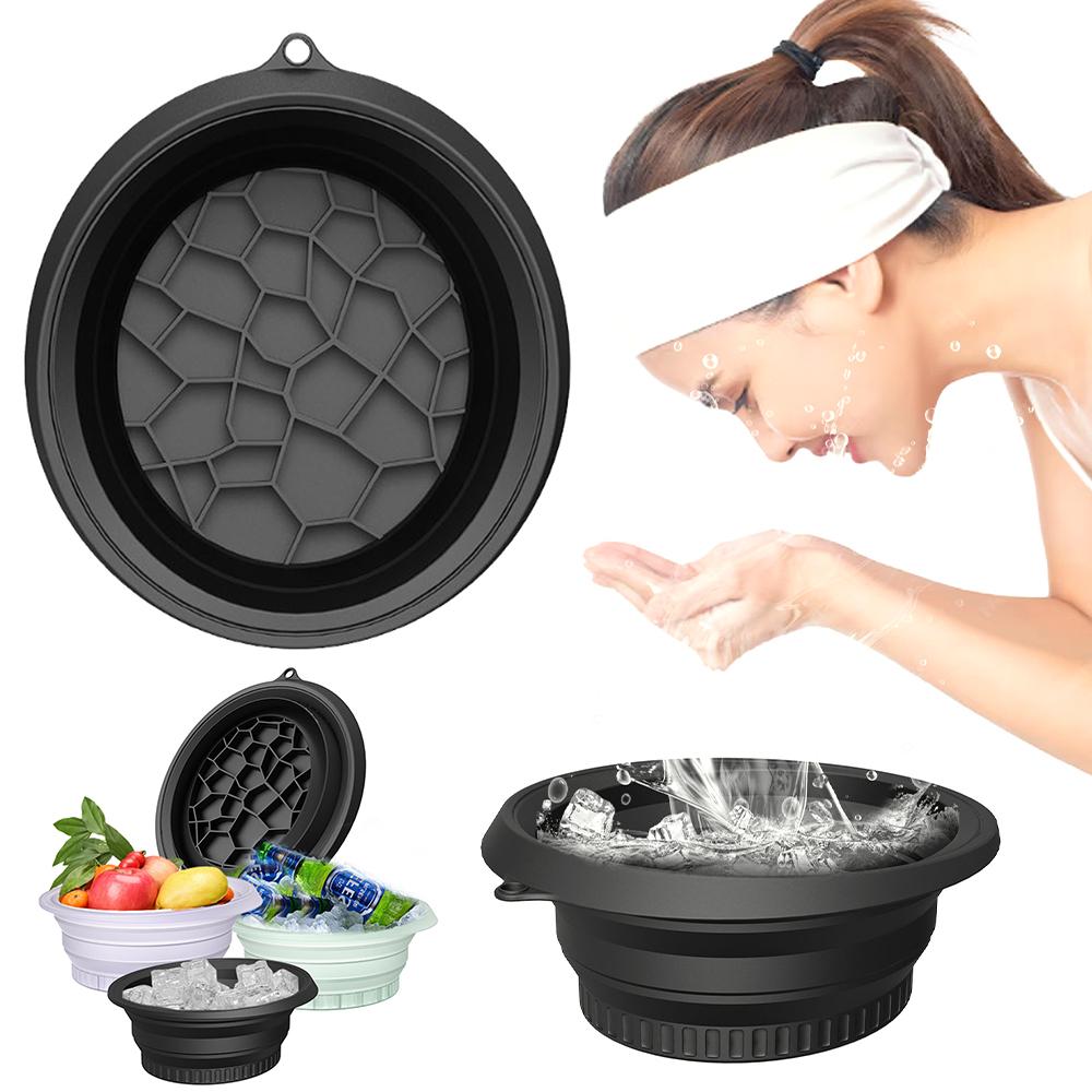 Folding Bowl Space Saving Silicone Icetray Low/High Temperature Resistant Portable Skincare Basin for Skin Tightening