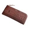 PEANUTS Long Wallet for Men and Women, Genuine Leather with L-Shaped Zipper and Embossed Design of Peanuts and Friends [73260] (Brown)