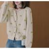 Spring and Autumn V-neck Purple Stars Inside The Gentle Wind Outside The Knitted Cardigan Sweater Female Casual Fashionable and Versatile