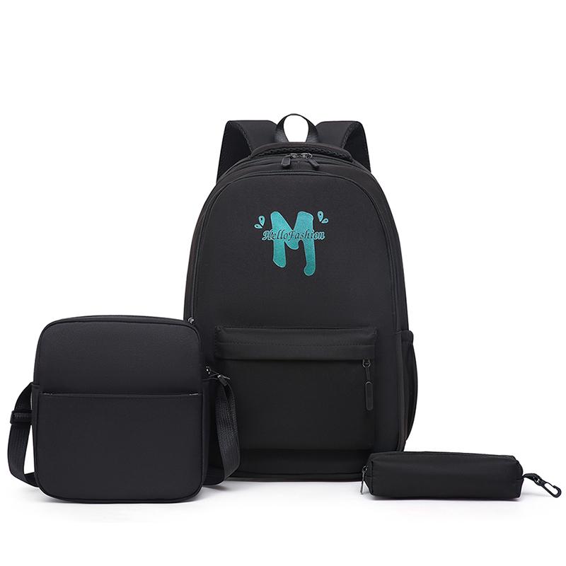 Three-Piece Backpack Set Student Large Capacity School Bag Men Women Travel Backpack with Pen Bag