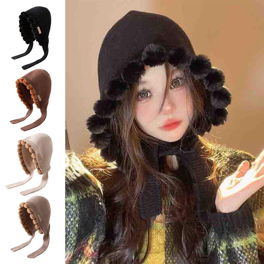 

Bucket Knitted Hat Casual Pullover Hat New Design Windproof Ear Protection Cap Outdoor бежевий
