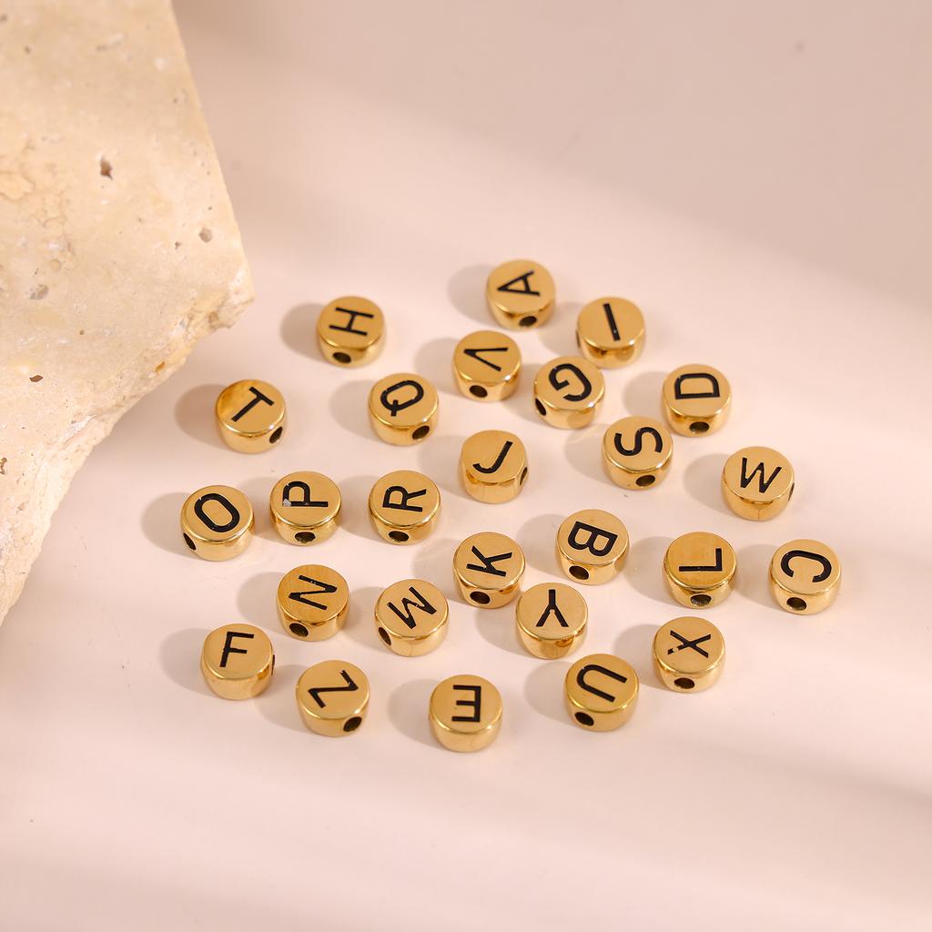 CARLIDANA High Polish Stainless Steel Letter Alphabet Beads Round Charms Pendants for Jewelry Making Diy Bracelets Necklace