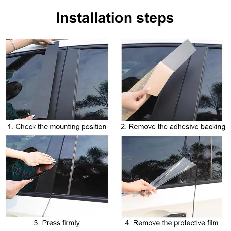 6PCS Car Center Pillar Sticker For Hyundai Sonata ~2025 DN8 MK8 8th Window Trim Cover B C Column Post Door Decal Accessories