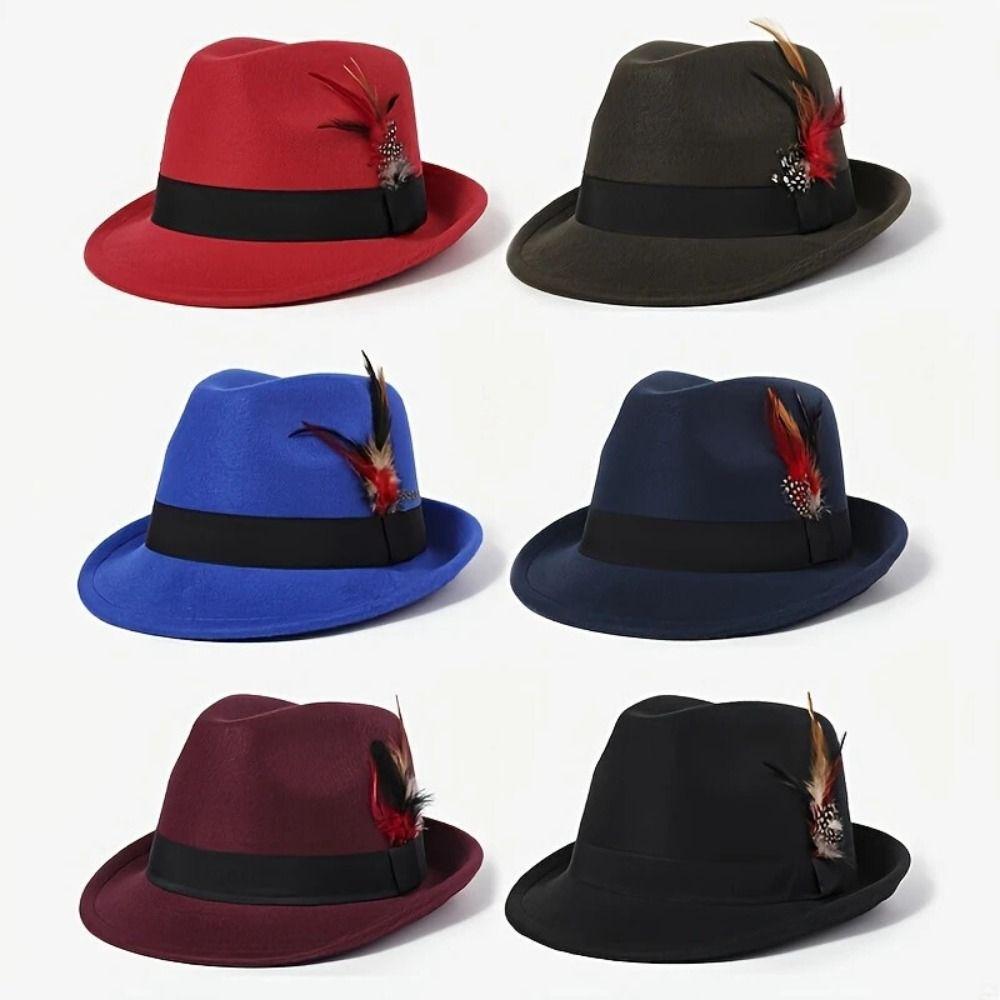 Panama Feder Dekorationen Fedora Hut Fedora Hut Eimerhut Wollzylinder Cowgirl Party Dekorationen