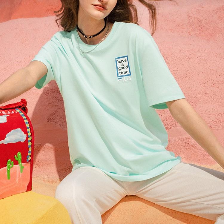 New FILA X HAGT T Shirts Unisex Ice Pink Green F11U229102F-TQ