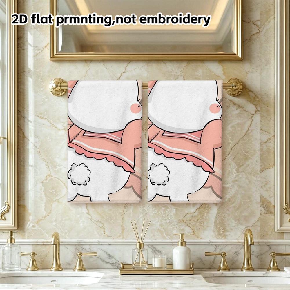 Pink Bow Bunny Biu Print Towel, Quick Dry Absorbent Soft Shower Towel