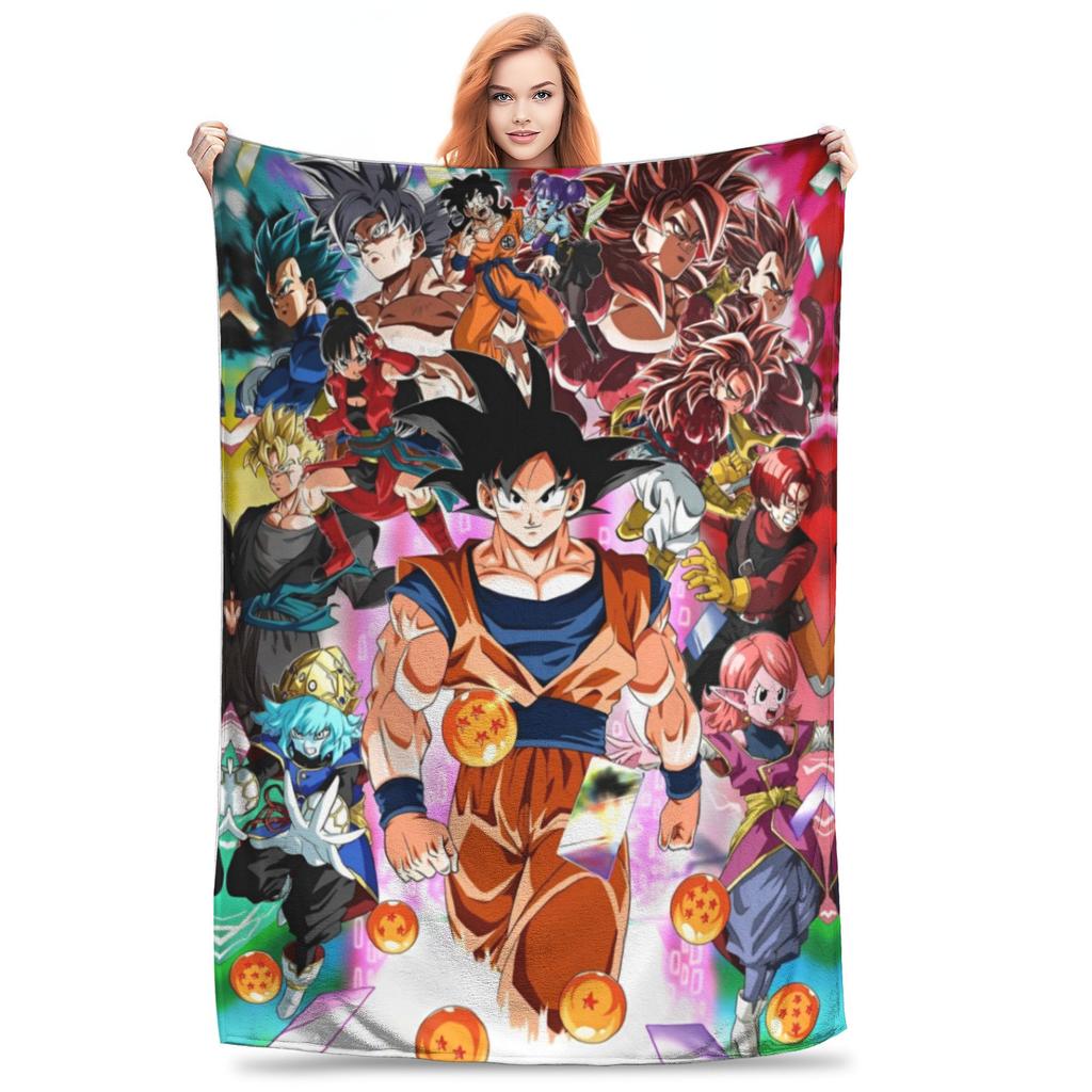 Dragon Ball Z Flannel Throw Blankets Japan Cartoon Blanket for Bedding Car Super Warm Bedspread