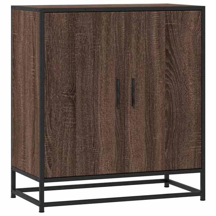 VidaXL Buffet chêne marron 68x35x76 cm bois d'ingénierie et métal, armoire de rangement, meuble d'entrée, meuble d'appoint 848968