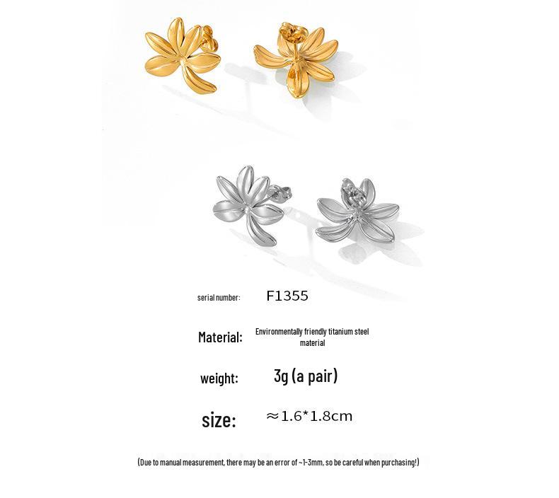 Ohrstecker im Mori-Stil mit geometrischen Blumen aus vergoldetem Titanstahl