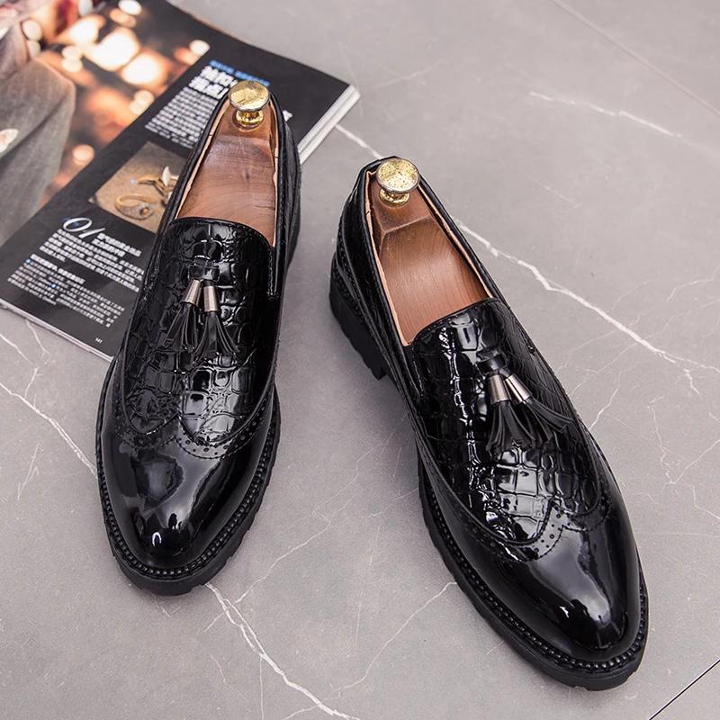 Italian Casual Brands Tassel Style Patchwork Style Formal Luxury Shoes Men Loafers Leather Driving Shoe Big Size 4647