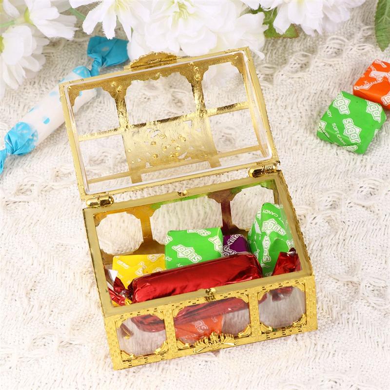 10pcs Candy Box Treasure Chest Shape Sugar Containers Holder Gift Storage Case Party Wedding Hand Gift Hollow Candy Box