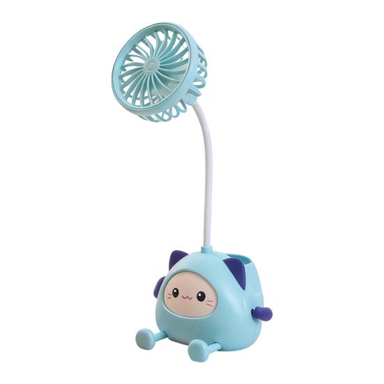 

Cartoon Animals Desk Fan Fast Charging Flexible Hose Fan Multi-Purpose Phone Holder Pen Holder Portable Summer Cooling Fan A
