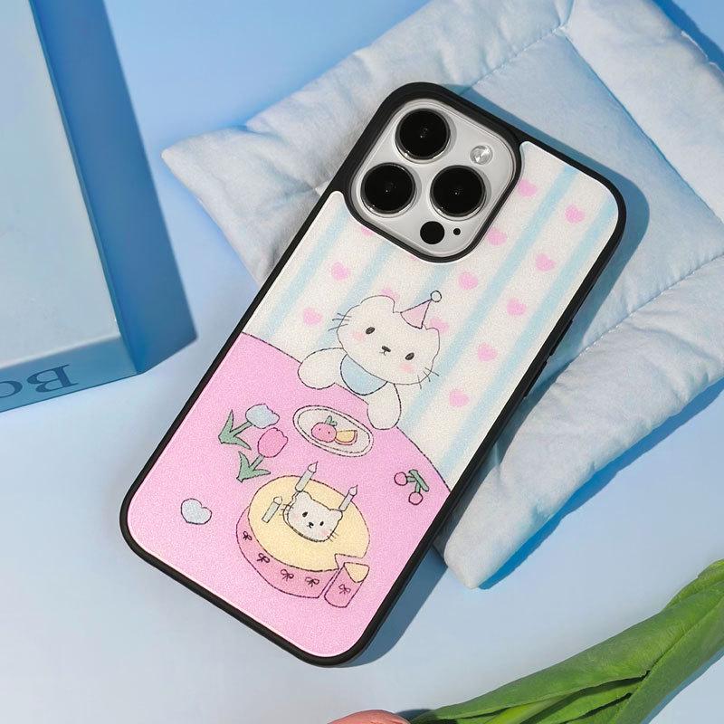 Funda Zhitai con Marco Negro Mate de Dibujos Animados para iPhone 16 Pro/14 Pro Max