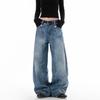 ICH MODE Women's American Retro Loose Fit Washed Denim Jeans