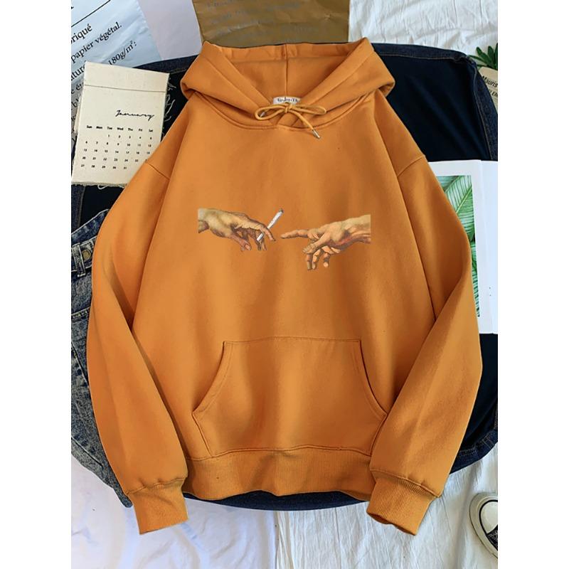 Hoodies Women's Two Hands And a Cigarette Graphic Print Hoodiest Thirteen Colors Harajukua Style Casual Top Women Street Style