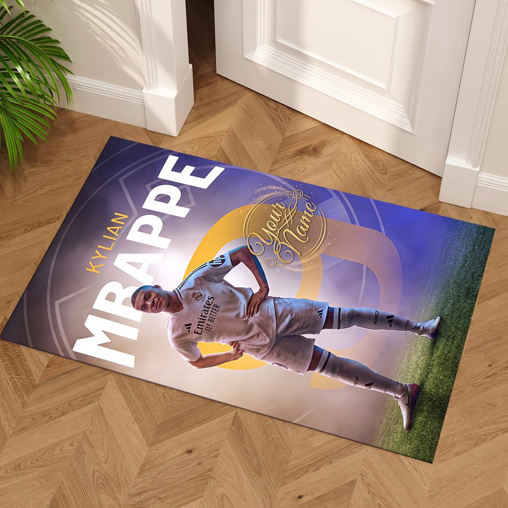 Mbappé Personalized Text Area Rug Perfect for Foyer Kitchen Balcony Dormitory Antislip Carpet Decorate Offices Birthday/Christmas Gift