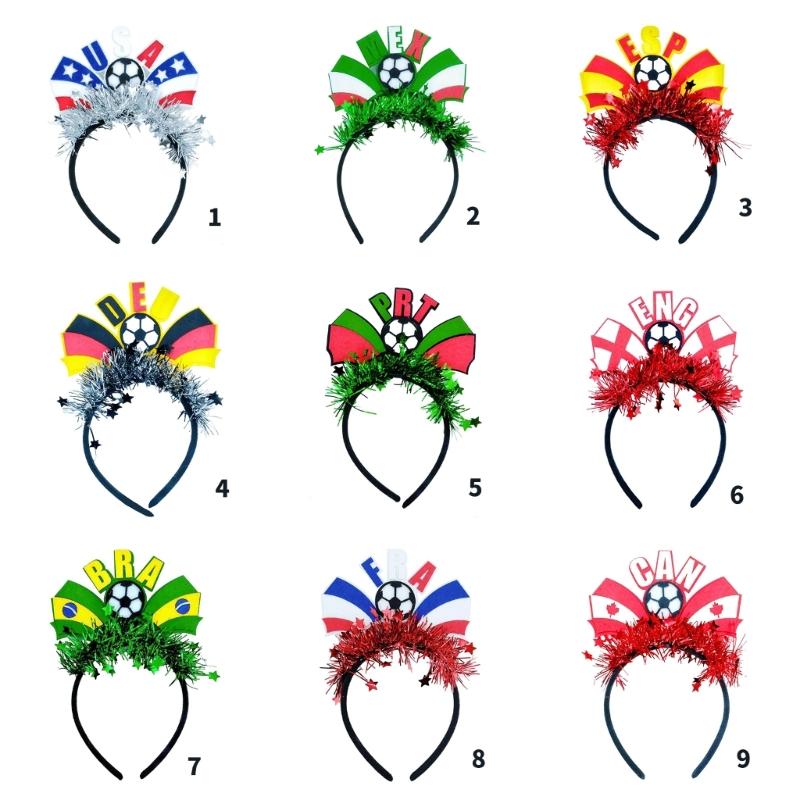 Pack Of 6pcs 2026 Soccer Event Flag Headbands For Fan With Elastic Design Creative Multiple Country Theme Headdress