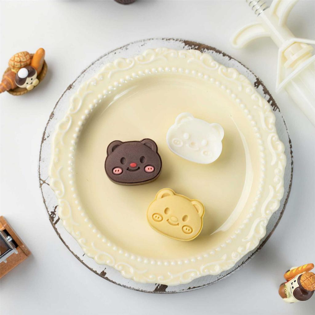 Bear Shape Moon Cake Press Molds Cookie Stamp Chinese MidAutumn Moon Cake Maker Decorating Tool for Making Cookie