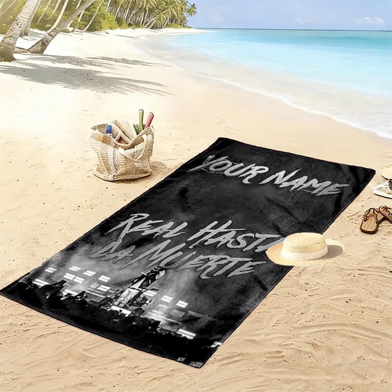 Name Custom Anuel AA Poster Print Beach Towel, Large Soft Quick Dry Towel for Beach Camping Swimming