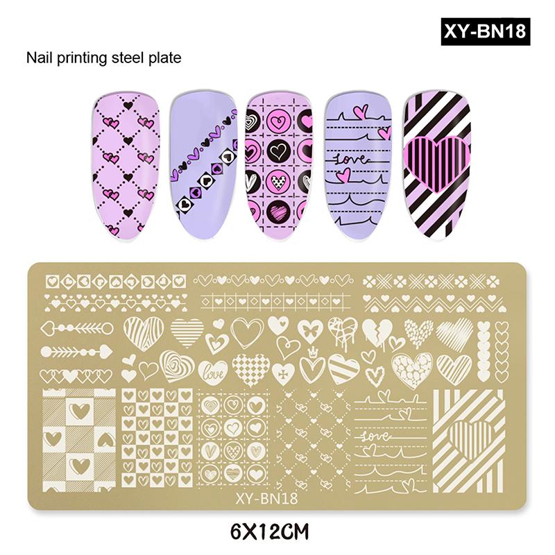 12X6Cm Golden Rectangular Nail Stamping Plates Bowknot Butterfly Flower Fireworks Designs Nail Art Template For Diy Nail Decor