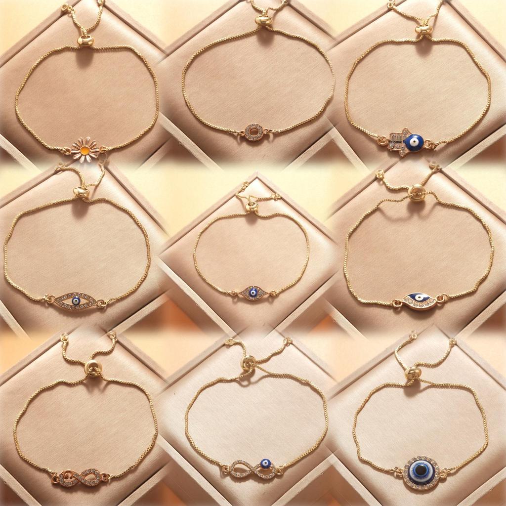 Verstellbares 8-förmiges Evil Eye Herzarmband für Damen - Europäische & Amerikanische Mode, Südostasiatischer Einfluss