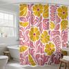 Boho Floral Geometric Shower Curtain 90GSM Waterproof Vintage Botanical Print Bathroom Decor with Hooks