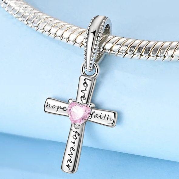 Cross Charm Copper Love Forever Pendant Fit Bracelet Necklace Diy Fine Jewelry