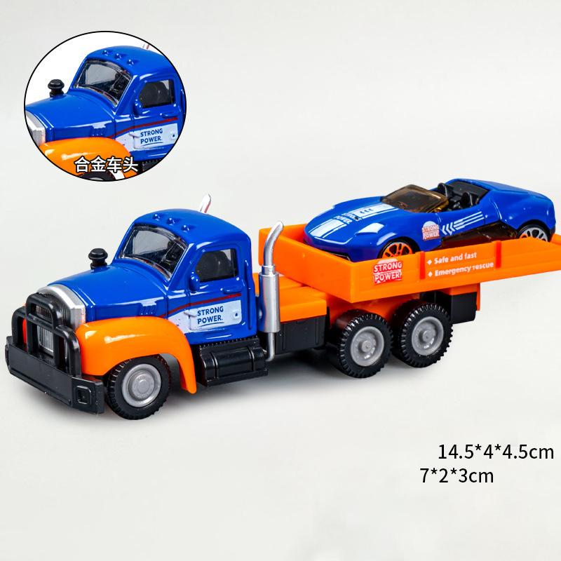 Alloy Trailer Toys Simulation City Road Rescue Vehicle Toy Children Boy Trailer Truck Helicopter Sports Car Model Inertial Drive