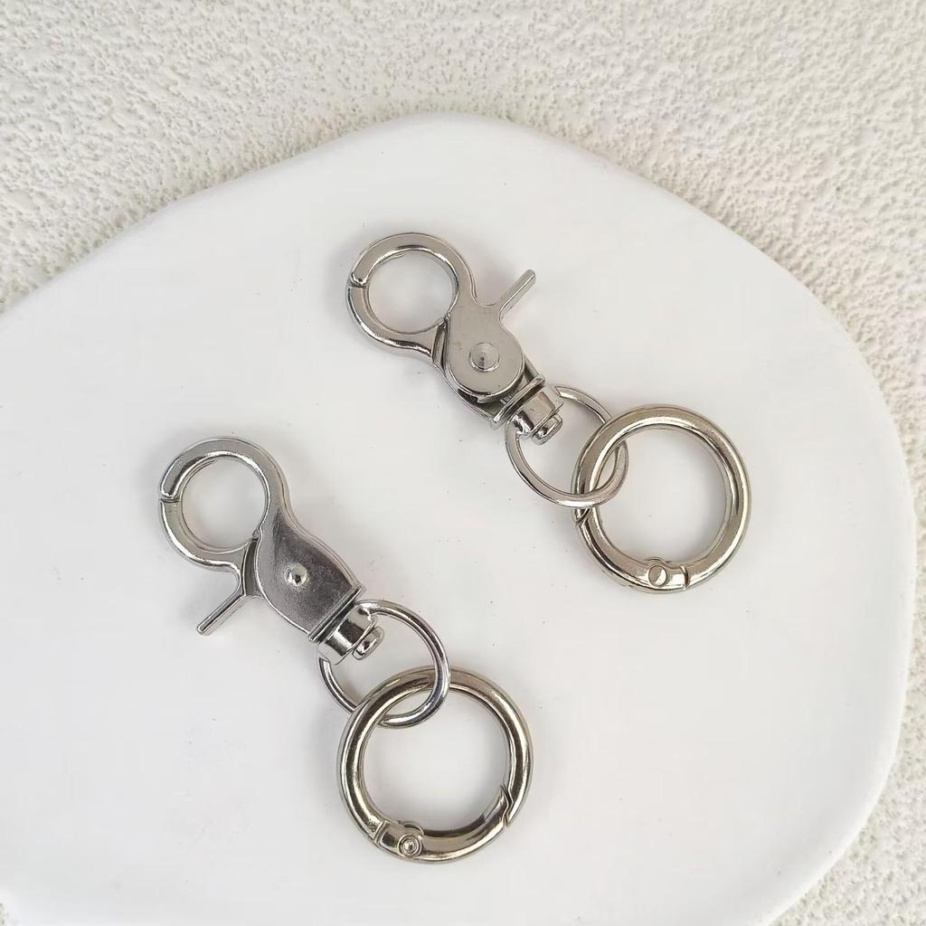 Electroplated Zinc Alloy Spring Buckle Keychain - DIY Openable Round Ring Accessory