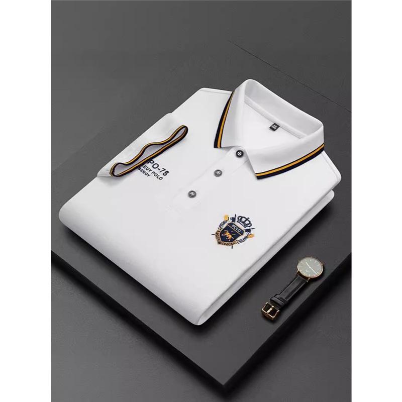 

Мужская вышитая рубашка поло, не требующая глажки, летняя, с короткими рукавами L белый