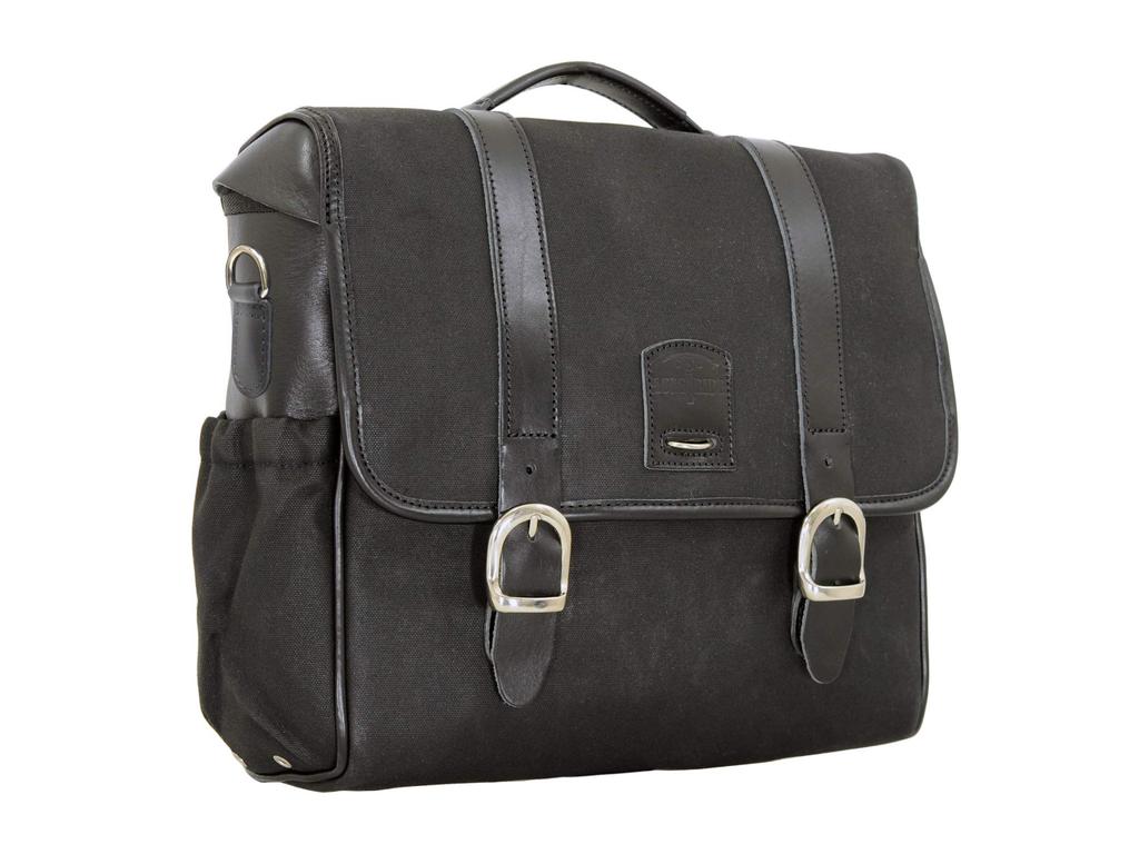 LONGRIDE Heritage Saddlebag with Flap Top Black Click-On (12L) (HQR131WBLA)