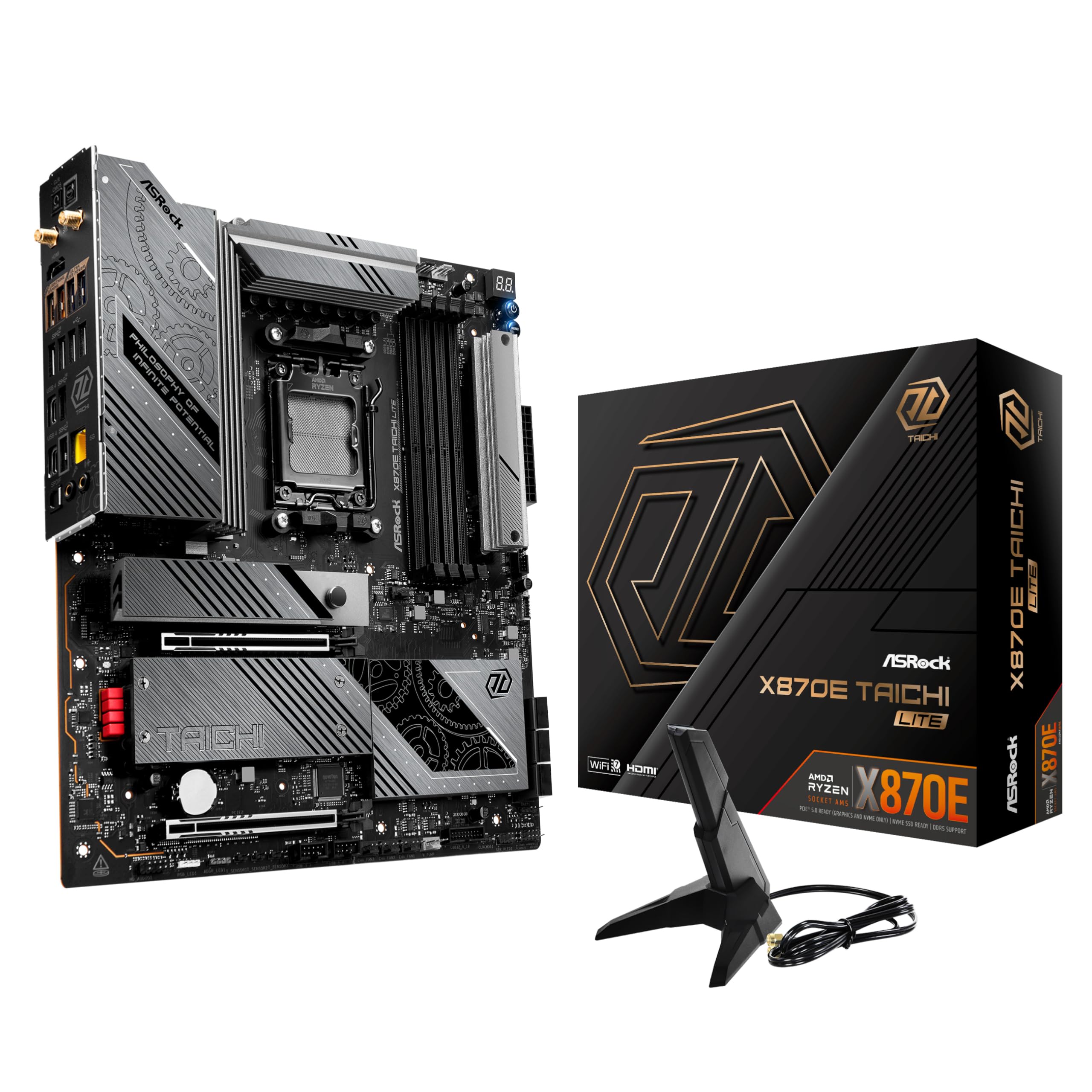 

Материнська плата ASRock X870E Taichi Lite Серія AMD Ryzen 9000 CPU Сумісний із набір мікросхем X870E Авторизований дистриб’ютор материнської плати EATX (Розетка AM5) [Вітчизняний