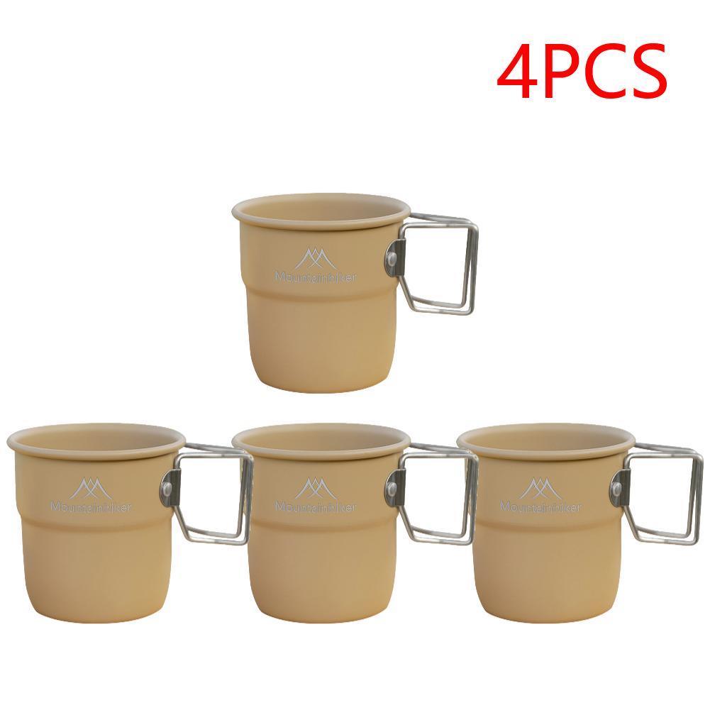 1-5PCS 300ml Camping Water Cup with Foldable Handle Picnic Water Mug Aluminum Alloy Lightweight Camping Cup for Outdoor