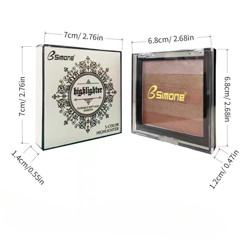 Five-colour Highlight Eyeshadow Plate Three-dimensional Brightening and Grooming Europe and The United States Pearlescent Blush Eyeshadow