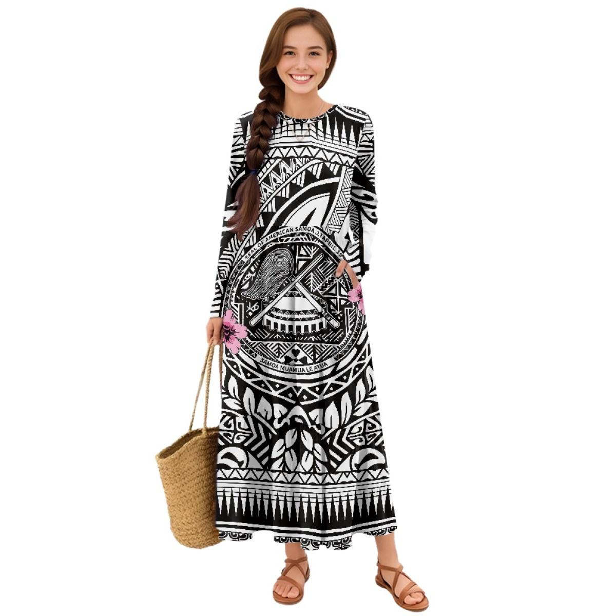 Casual Long Sleeve Soft Dress Women Patchwork Skirt Loose Dress S