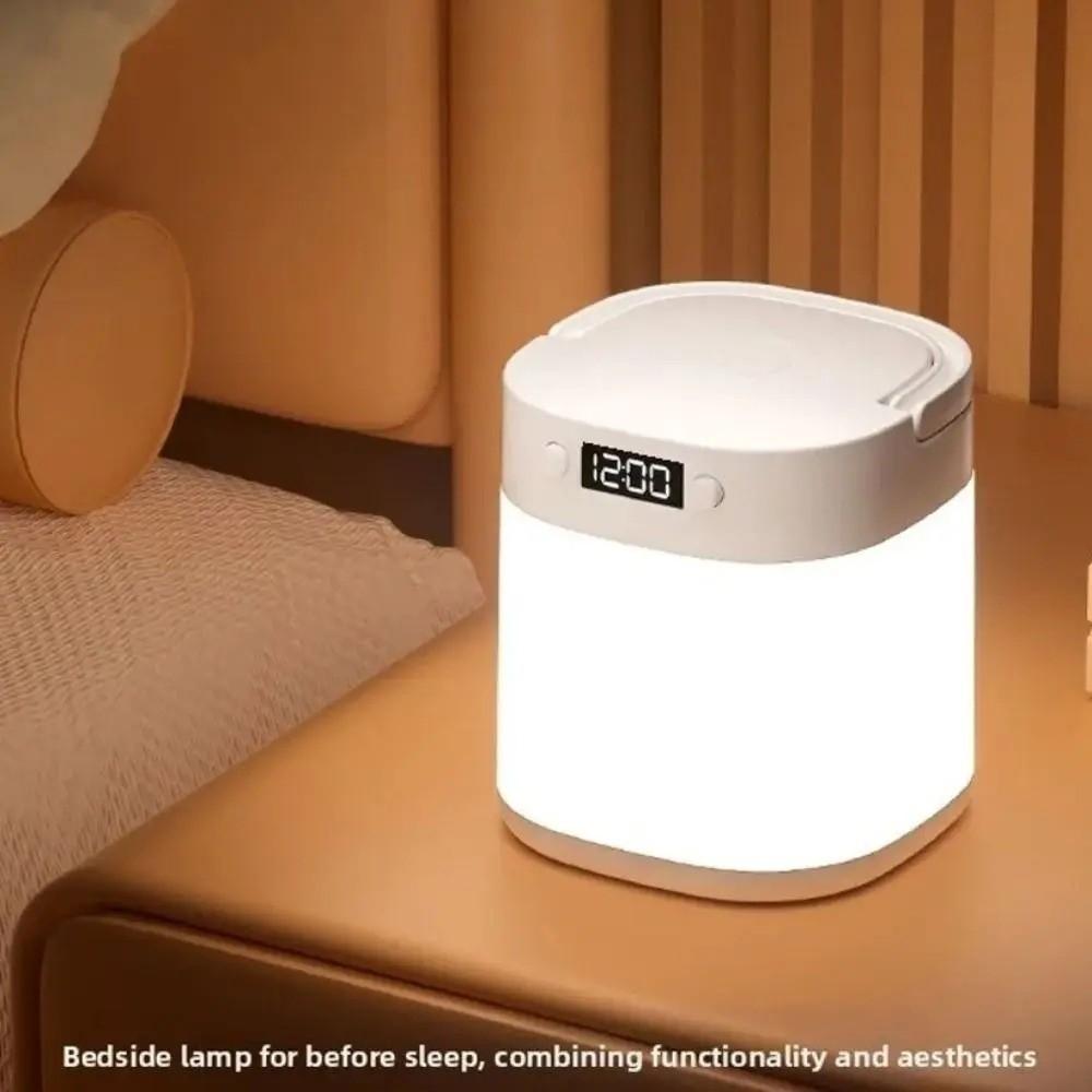 Dimmable Bedside Lamp Remote Control Reading Table Lamp Eye Protection Clock  Desktop