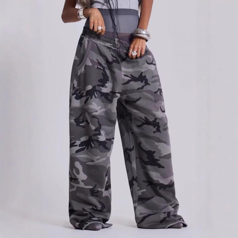 Unisex Streetwear Camo Print Relaxed Fit Straight Leg Sweatpants Casual Pants