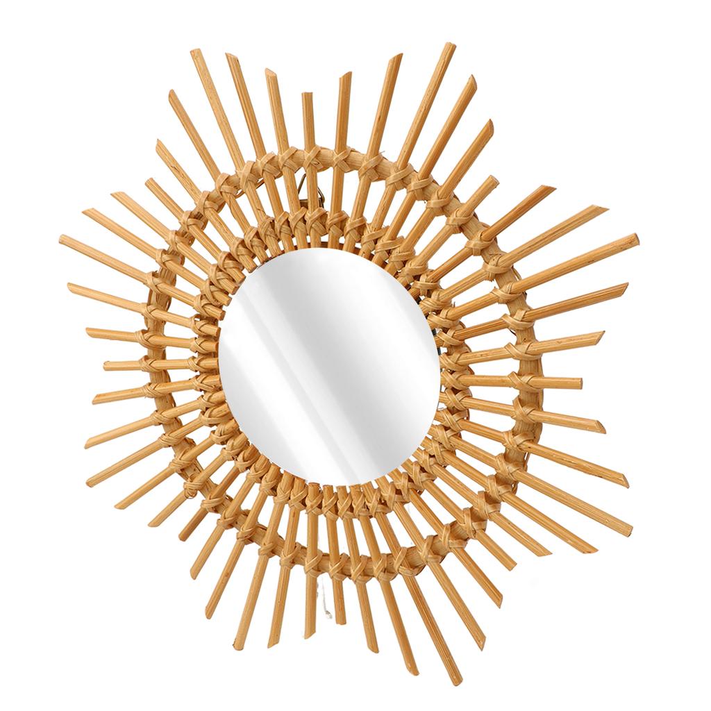 Wall Decor Rattan Mirror Star Shape Unique Simple Handwoven Mirror for Bedroom Living Room Hallway