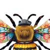 Metal Bee Wall Art Outdoor Large Bee Wall Hanging Sculpture with Floral Wings for Garden Patio Yard Lawn Fence Decor