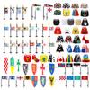 Medieval Castle Knight Figures Weapon Building Blocks Military Army Soldier Flag Shield Cloak Legion Accessories Bricks Toy Gift