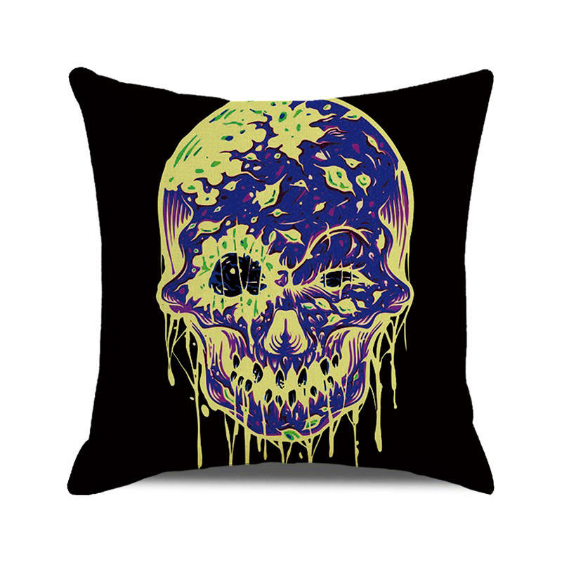 Halloween Trick or Treat Linen Cushion Cover 45x45cm Cartoon Sofa Pillow Case